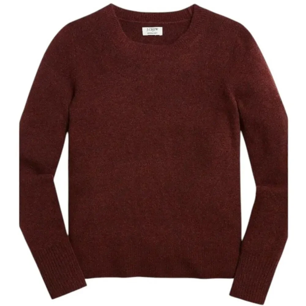 J. Crew Burgundy Extra Soft Yarn Crewneck Pullover Sweater